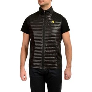 Scuderia Ferrari Down Puffer Vest Men's Black Quilted Racing Style Medium‎